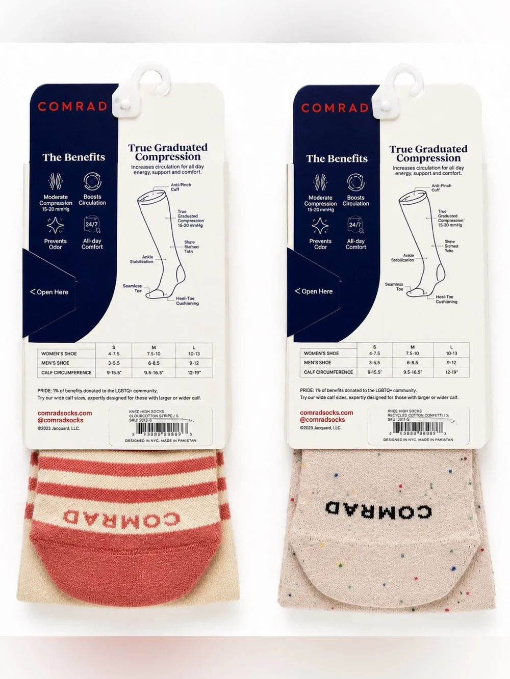 COMRAD Knee High Compression Socks 15-20mmHg Small Bundle NWT A